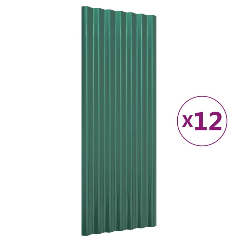 vidaXL Panouri de acoperiș 12 buc. oțel galvanizat verde 100x36 cm