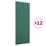 vidaXL Panouri de acoperiș 12 buc. oțel galvanizat verde 100x36 cm