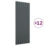 vidaXL Panouri de acoperiș 12 buc. oțel vopsit antracit 100x36 cm vidaXL Panouri de acoperiș 12 buc. oțel vopsit antracit 100x36 cm