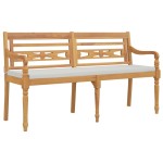 vidaXL Bancă Batavia cu pernă roșie, 150 cm, lemn masiv de tec vidaXL Bancă Batavia cu pernă roșie, 150 cm, lemn masiv de tec