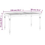 vidaXL Masa Batavia, 150x90x75 cm, lemn masiv de tec vidaXL Masa Batavia, 150x90x75 cm, lemn masiv de tec