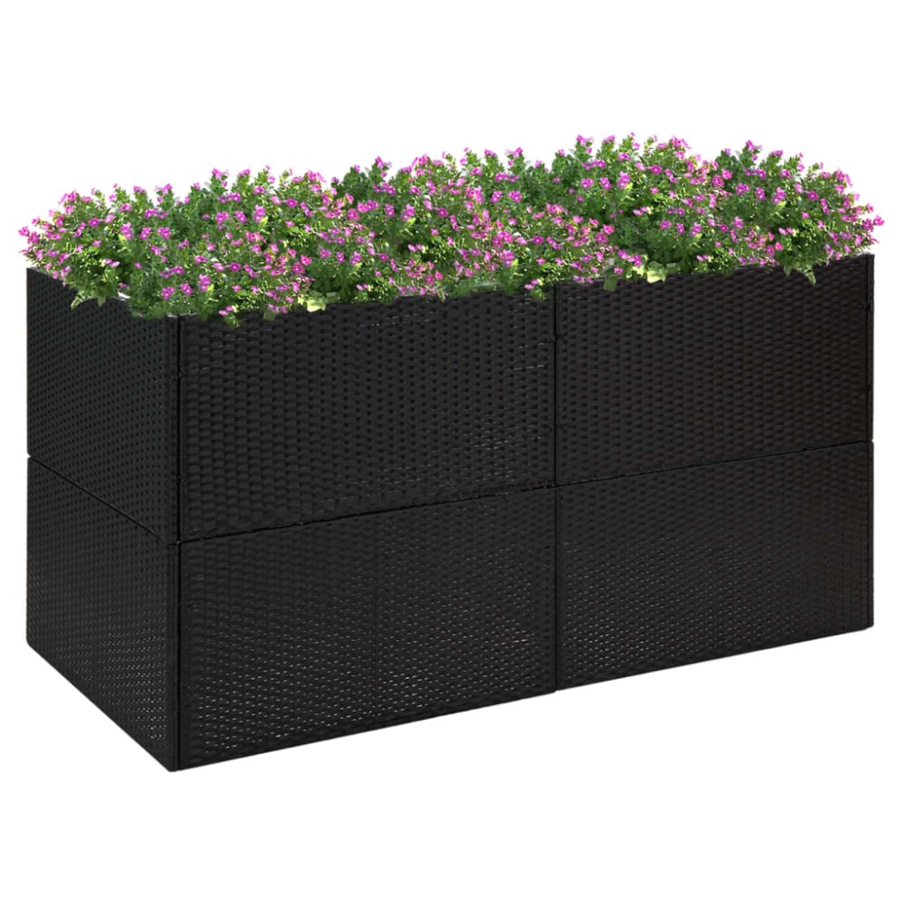 vidaXL Jardinieră de grădină, negru, 157x80x80 cm, poliratan