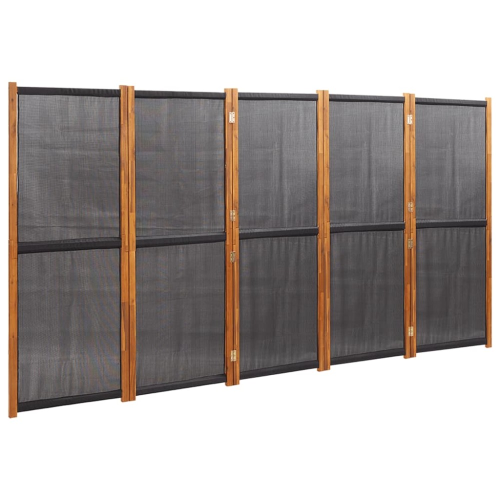 vidaXL Paravan de cameră cu 5 panouri, negru, 350x180 cm