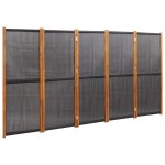 vidaXL Paravan de cameră cu 5 panouri, negru, 350x180 cm vidaXL Paravan de cameră cu 5 panouri, negru, 350x180 cm