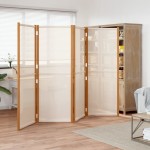 vidaXL Paravan de cameră cu 4 panouri, alb crem, 280x180 cm vidaXL Paravan de cameră cu 4 panouri, alb crem, 280x180 cm