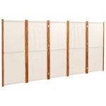 vidaXL Paravan de cameră cu 5 panouri, alb crem, 350x180 cm