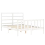 vidaXL Cadru de pat fără saltea, alb, 140x190 cm, lemn masiv de pin