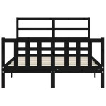 vidaXL Cadru de pat cu tăblie, negru, 140x190 cm, lemn masiv vidaXL Cadru de pat cu tăblie, negru, 140x190 cm, lemn masiv