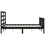 vidaXL Cadru de pat cu tăblie, negru, 140x190 cm, lemn masiv vidaXL Cadru de pat cu tăblie, negru, 140x190 cm, lemn masiv