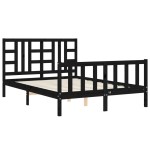vidaXL Cadru de pat cu tăblie, negru, 140x190 cm, lemn masiv vidaXL Cadru de pat cu tăblie, negru, 140x190 cm, lemn masiv