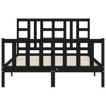 vidaXL Cadru de pat cu tăblie, negru, 140x190 cm, lemn masiv vidaXL Cadru de pat cu tăblie, negru, 140x190 cm, lemn masiv