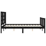vidaXL Cadru de pat cu tăblie, negru, 140x190 cm, lemn masiv vidaXL Cadru de pat cu tăblie, negru, 140x190 cm, lemn masiv
