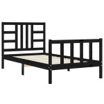 vidaXL Cadru de pat cu tăblie, negru, 100x200 cm, lemn masiv vidaXL Cadru de pat cu tăblie, negru, 100x200 cm, lemn masiv