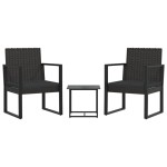 vidaXL Set mobilier de grădină cu perne, 3 piese, negru, poliratan vidaXL Set mobilier de grădină cu perne, 3 piese, negru, poliratan