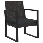 vidaXL Set mobilier de grădină cu perne, 3 piese, negru, poliratan vidaXL Set mobilier de grădină cu perne, 3 piese, negru, poliratan