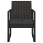 vidaXL Set mobilier de grădină cu perne, 3 piese, negru, poliratan vidaXL Set mobilier de grădină cu perne, 3 piese, negru, poliratan