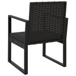 vidaXL Set mobilier de grădină cu perne, 3 piese, negru, poliratan vidaXL Set mobilier de grădină cu perne, 3 piese, negru, poliratan
