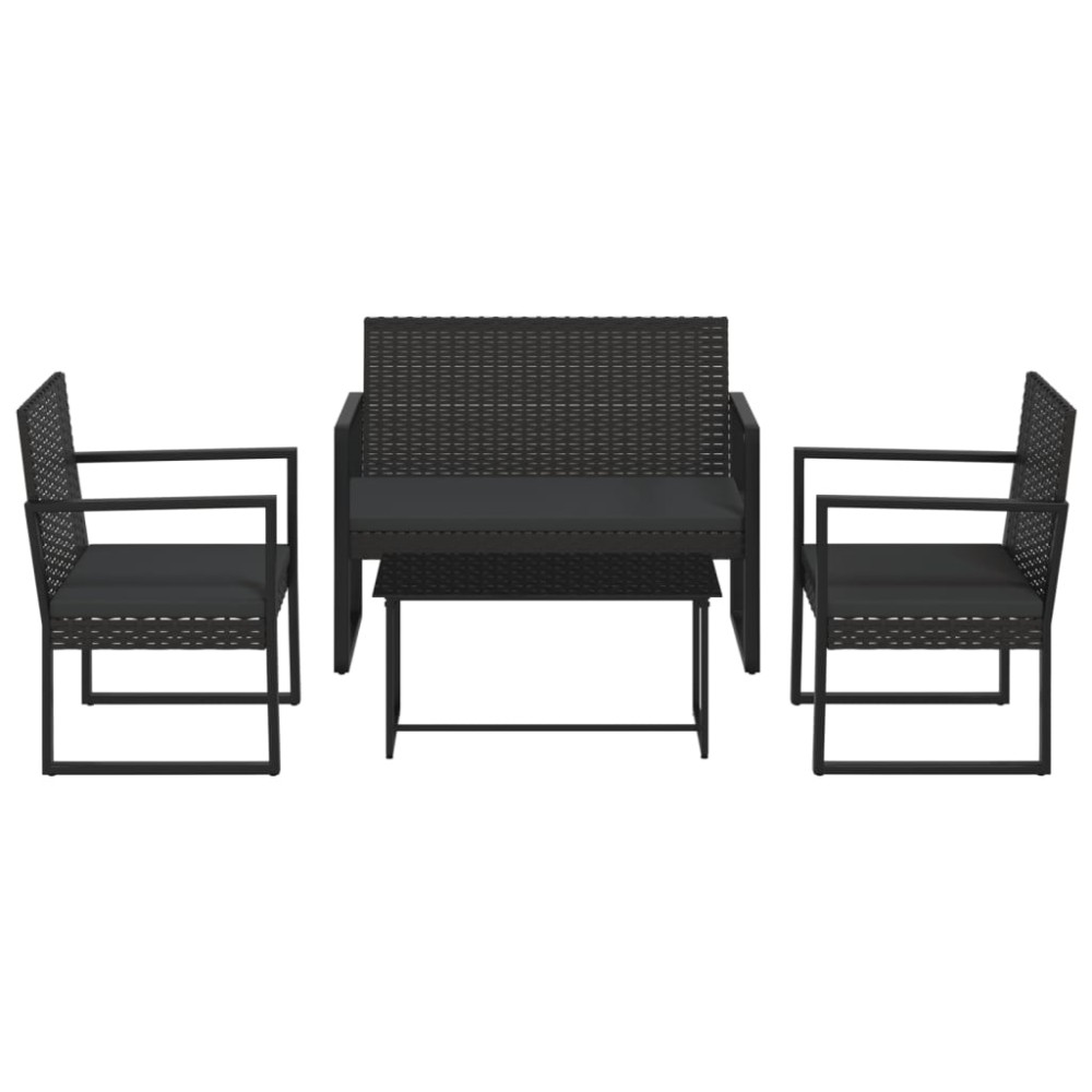 vidaXL Set mobilier relaxare grădină 4 piese cu perne poliratan negru