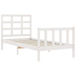 vidaXL Cadru de pat fără saltea, alb, 90x200 cm, lemn masiv pin