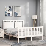 vidaXL Cadru de pat fără saltea, alb, 140x190 cm, lemn masiv de pin vidaXL Cadru de pat fără saltea, alb, 140x190 cm, lemn masiv de pin