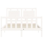 vidaXL Cadru de pat fără saltea, alb, 140x190 cm, lemn masiv de pin vidaXL Cadru de pat fără saltea, alb, 140x190 cm, lemn masiv de pin