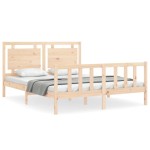 vidaXL Cadru de pat cu tăblie, king size, lemn masiv vidaXL Cadru de pat cu tăblie, king size, lemn masiv