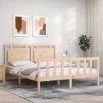 vidaXL Cadru de pat cu tăblie, king size, lemn masiv vidaXL Cadru de pat cu tăblie, king size, lemn masiv