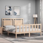 vidaXL Cadru de pat cu tăblie, king size, lemn masiv vidaXL Cadru de pat cu tăblie, king size, lemn masiv