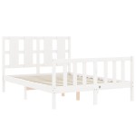 vidaXL Cadru de pat fără saltea, alb, 140x190 cm, lemn masiv de pin