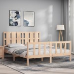 vidaXL Cadru de pat cu tăblie, king size, lemn masiv vidaXL Cadru de pat cu tăblie, king size, lemn masiv