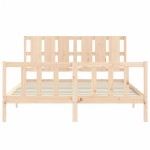 vidaXL Cadru de pat cu tăblie, king size, lemn masiv vidaXL Cadru de pat cu tăblie, king size, lemn masiv