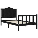 vidaXL Cadru de pat cu tăblie, negru, 100x200 cm, lemn masiv vidaXL Cadru de pat cu tăblie, negru, 100x200 cm, lemn masiv