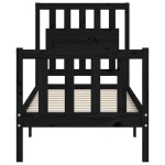 vidaXL Cadru de pat cu tăblie Small Single, negru, lemn masiv vidaXL Cadru de pat cu tăblie Small Single, negru, lemn masiv