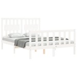 vidaXL Cadru de pat fără saltea, alb, 140x190 cm, lemn masiv de pin vidaXL Cadru de pat fără saltea, alb, 140x190 cm, lemn masiv de pin