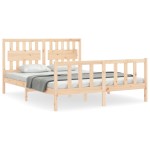 vidaXL Cadru de pat cu tăblie, lemn masiv, king size vidaXL Cadru de pat cu tăblie, lemn masiv, king size