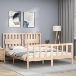 vidaXL Cadru de pat cu tăblie, lemn masiv, king size vidaXL Cadru de pat cu tăblie, lemn masiv, king size