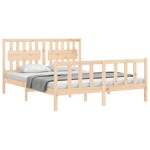 vidaXL Cadru de pat cu tăblie, lemn masiv, king size vidaXL Cadru de pat cu tăblie, lemn masiv, king size
