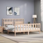 vidaXL Cadru de pat cu tăblie Super King Size, lemn masiv