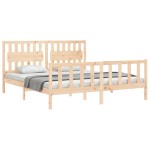 vidaXL Cadru de pat cu tăblie Super King Size, lemn masiv