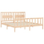 vidaXL Cadru de pat cu tăblie Super King Size, lemn masiv
