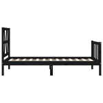 vidaXL Cadru de pat cu tăblie Small Single, negru, lemn masiv vidaXL Cadru de pat cu tăblie Small Single, negru, lemn masiv