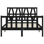 vidaXL Cadru de pat cu tăblie, negru, 140x190 cm, lemn masiv vidaXL Cadru de pat cu tăblie, negru, 140x190 cm, lemn masiv
