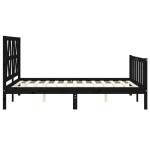 vidaXL Cadru de pat cu tăblie, negru, 140x190 cm, lemn masiv vidaXL Cadru de pat cu tăblie, negru, 140x190 cm, lemn masiv