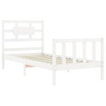 vidaXL Cadru de pat fără saltea, alb, 90x200 cm, lemn masiv pin