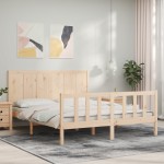vidaXL Cadru de pat cu tăblie, king size, lemn masiv vidaXL Cadru de pat cu tăblie, king size, lemn masiv