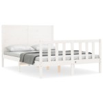 vidaXL Cadru de pat fără saltea, alb, 140x190 cm, lemn masiv de pin vidaXL Cadru de pat fără saltea, alb, 140x190 cm, lemn masiv de pin