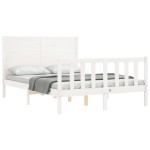 vidaXL Cadru de pat fără saltea, alb, 140x190 cm, lemn masiv de pin vidaXL Cadru de pat fără saltea, alb, 140x190 cm, lemn masiv de pin