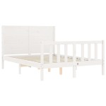 vidaXL Cadru de pat fără saltea, alb, 140x190 cm, lemn masiv de pin vidaXL Cadru de pat fără saltea, alb, 140x190 cm, lemn masiv de pin