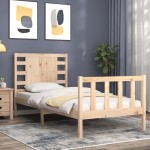 vidaXL Cadru de pat cu tăblie single, lemn masiv vidaXL Cadru de pat cu tăblie single, lemn masiv