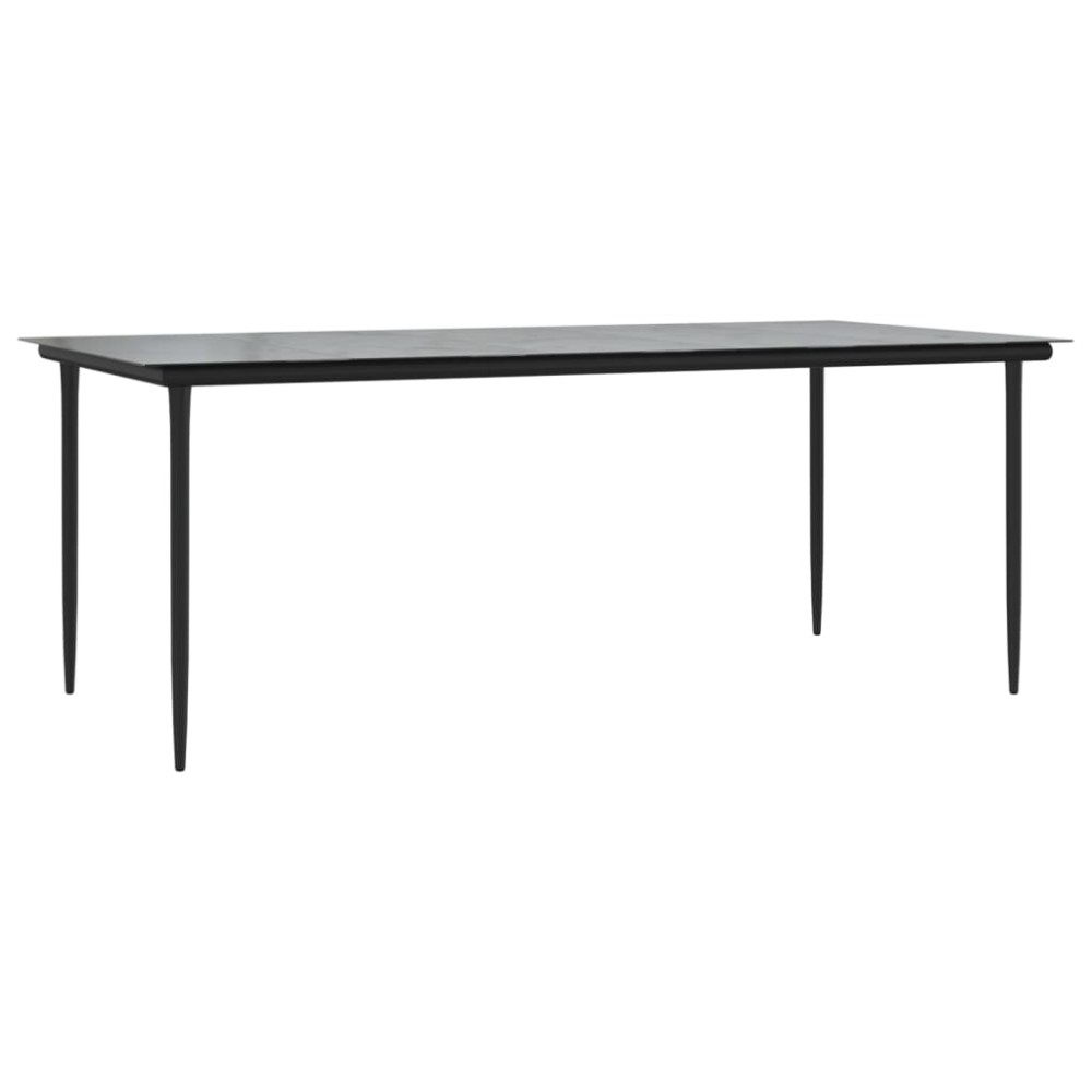vidaXL Masă de grădină, negru, 200x100x74 cm, oțel & sticlă securizată